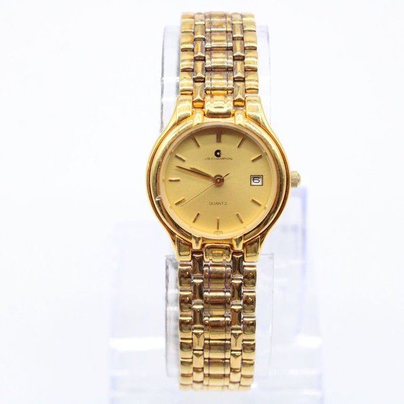 J.B Champion Watch Womens Gold Tone Stainless Steel Classic Gold Dial Bracelet - Picture 2 of 8
